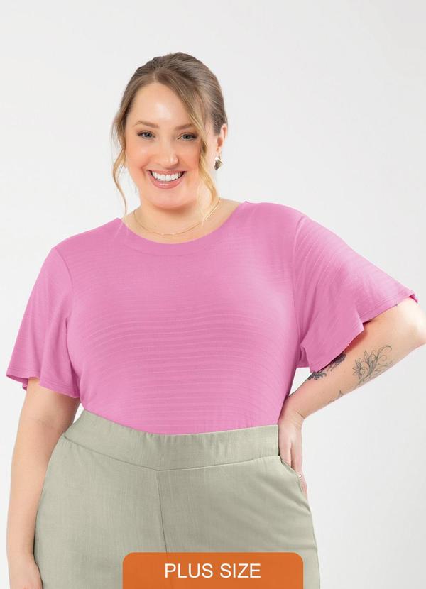 Cativa - Blusa Plus Size em Viscose Rosa