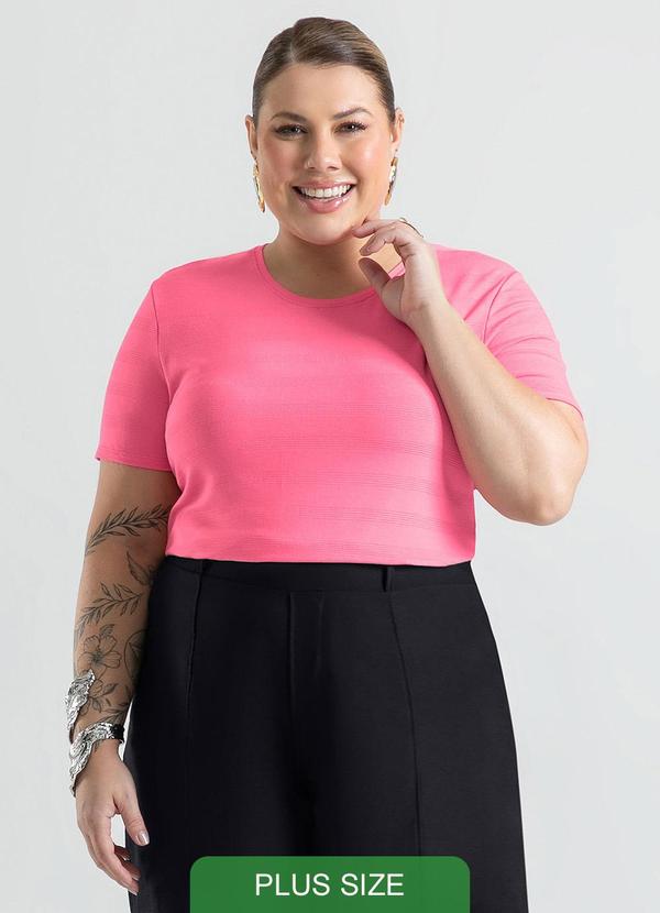 Cativa - Blusa Plus Size em Viscose Rosa 