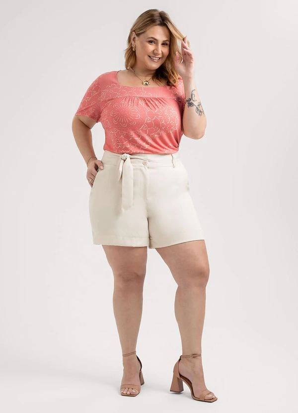 Habana - Blusa Plus Size em Viscose Rosa 3