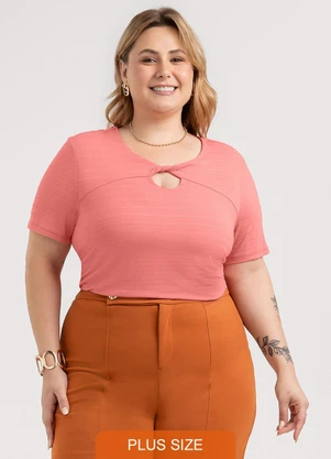 Habana - Blusa Plus Size em Viscose  Rosa - HABANA