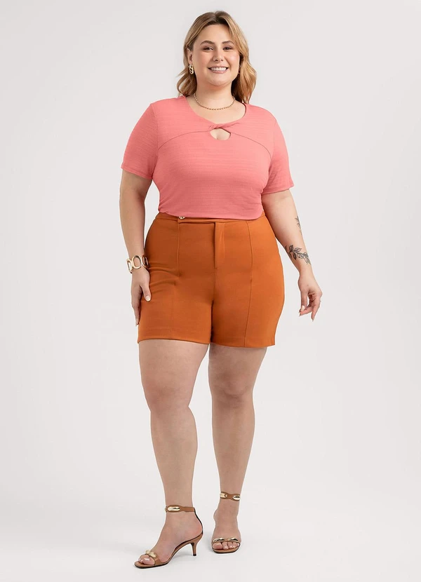 Habana - Blusa Plus Size em Viscose Rosa 4