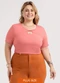 Habana - Blusa Plus Size em Viscose  Rosa - variação: Rosa