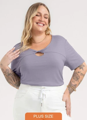 Habana - Blusa Plus Size em Viscose  Roxo - HABANA
