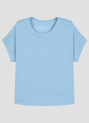 Cereja Rosa - Blusa Plus Size em Viscose Trabalhada Azul - CEREJA ROSA