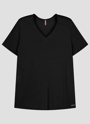 Cereja Rosa - Blusa Plus Size em Viscose Trabalhada Preto - CEREJA ROSA