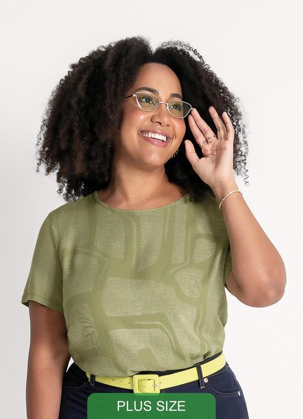 Habana - Blusa Plus Size em Viscose Verde