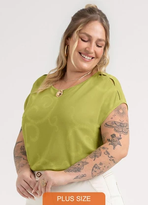 Habana - Blusa Plus Size em Viscose Verde - HABANA