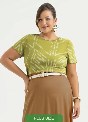 Cativa - Blusa Plus Size em Viscose Verde - CATIVA
