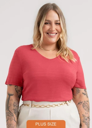 Habana - Blusa Plus Size em Viscose Vermelho - HABANA