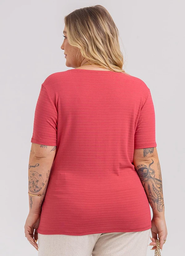 Habana - Blusa Plus Size em Viscose Vermelho 2