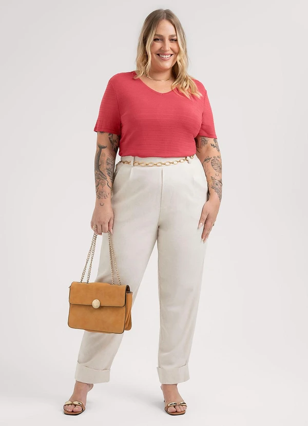 Habana - Blusa Plus Size em Viscose Vermelho 3