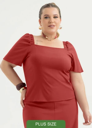 Cativa - Blusa Plus Size em Viscose Vermelho - CATIVA