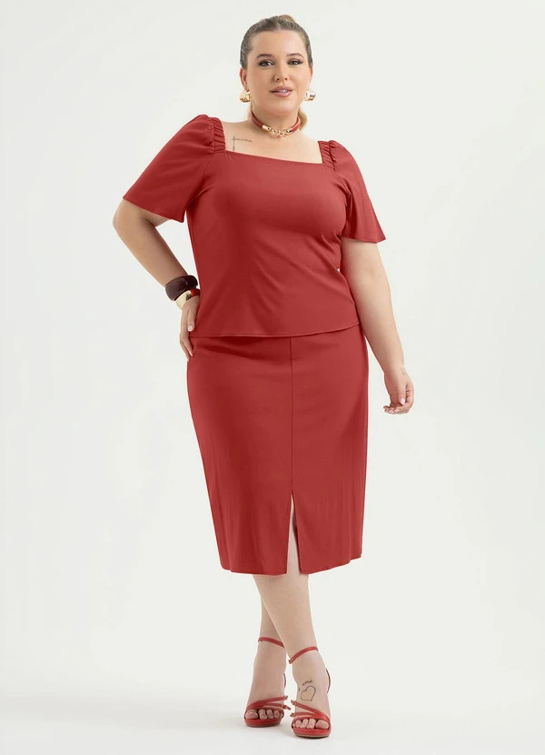 Cativa - Blusa Plus Size em Viscose Vermelho 3