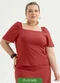 Cativa - Blusa Plus Size Decote Quadrado em Viscose Preto - variação: Vermelho