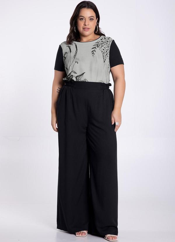 Lunender Mais Mulher - Blusa Plus Size Estampada com Retilínea Preto 3