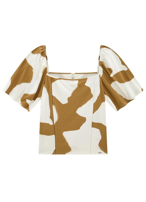 Lunender Mais Mulher - Blusa Plus Size Estampada Decote Quadrado Marrom 6