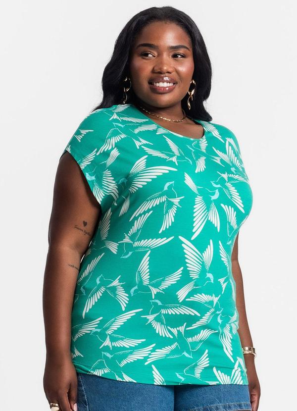 Secret Glam - Blusa Plus Size Estampada Verde 4