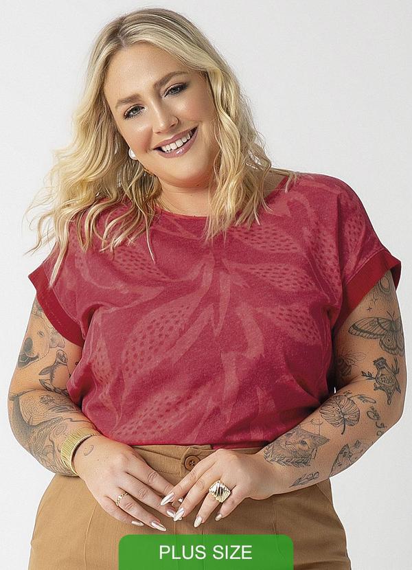Habana - Blusa Plus Size Estampada Vermelho