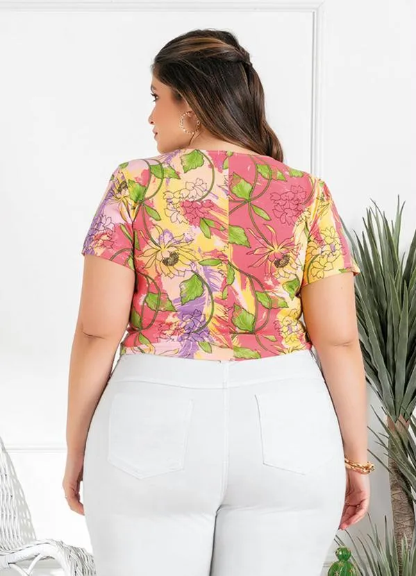 Queima Estoque - Blusa Plus Size Floral Barra com Torção 6