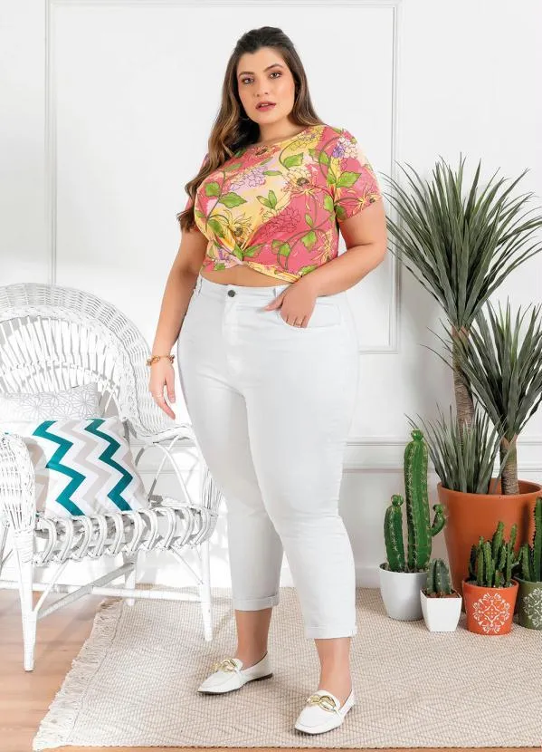 Queima Estoque - Blusa Plus Size Floral Barra com Torção 4