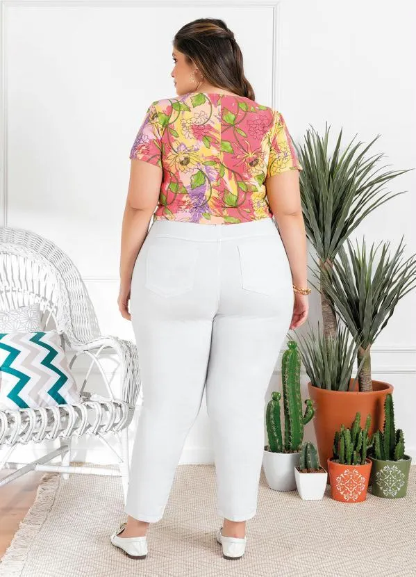 Queima Estoque - Blusa Plus Size Floral Barra com Torção 3