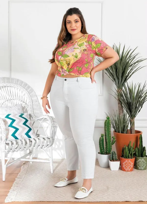 Queima Estoque - Blusa Plus Size Floral Barra com Torção 2