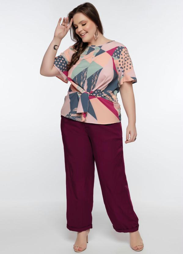 Outlet - Blusa Plus Size Geométrico com Amarração 3