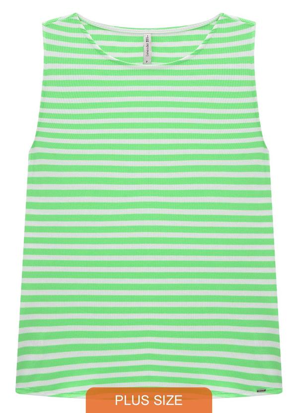 Lunender Mais Mulher - Blusa Plus Size Listrada em Malha Canelada Verde