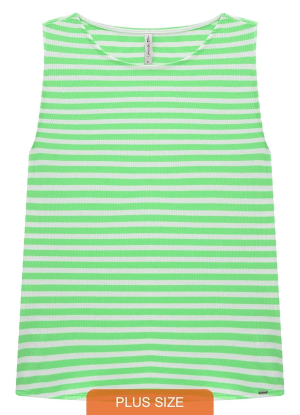 Lunender Mais Mulher - Blusa Plus Size Listrada em Malha Canelada Verde