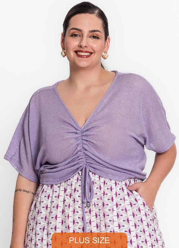 Secret Glam - Blusa Plus Size Malha Screen Shiny Roxo