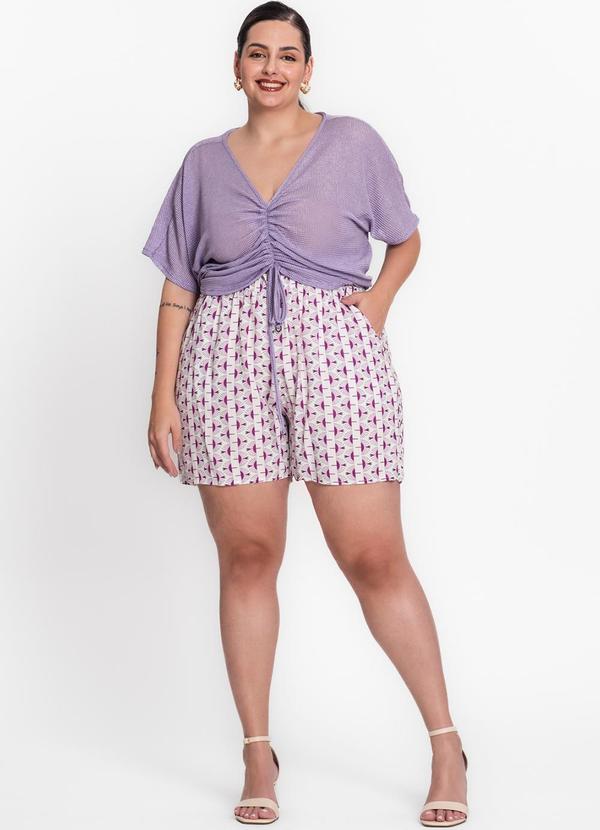 Secret Glam - Blusa Plus Size Malha Screen Shiny Roxo 3