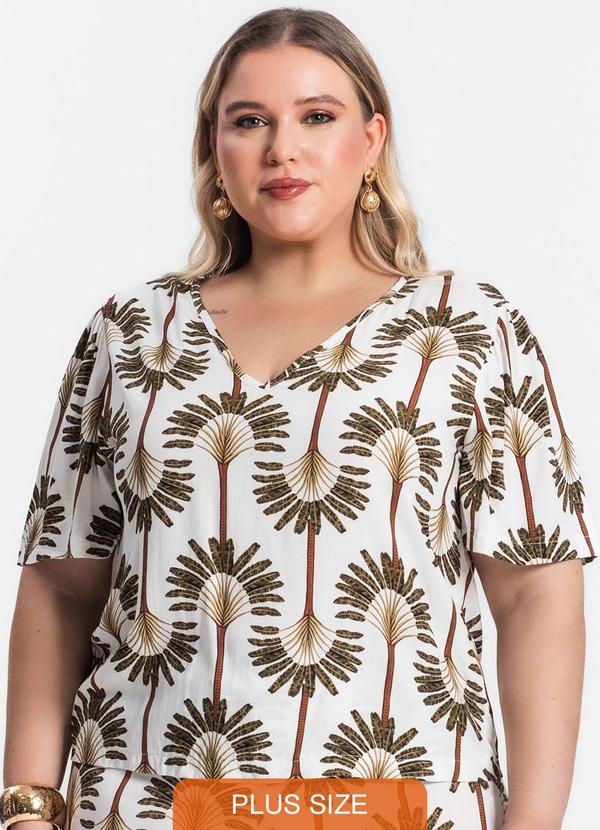 Secret Glam - Blusa Plus Size Manga Ampla Bege