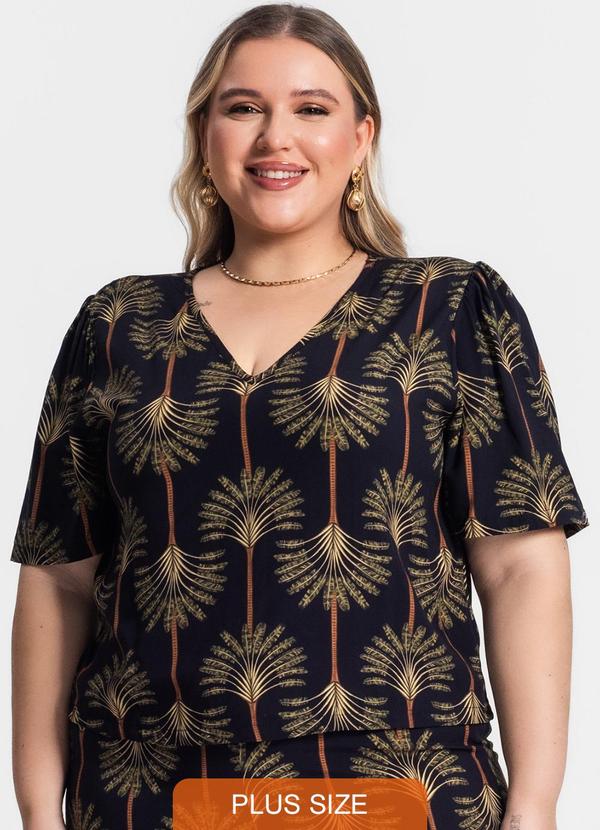 Secret Glam - Blusa Plus Size Manga Ampla Preto