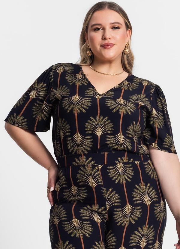Secret Glam - Blusa Plus Size Manga Ampla Preto 1