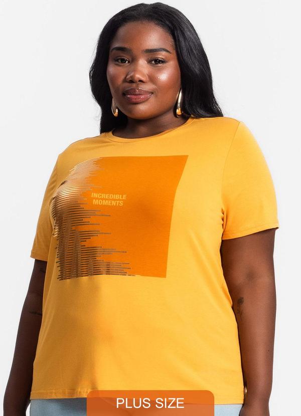 Secret Glam - Blusa Plus Size Manga Curta Amarelo