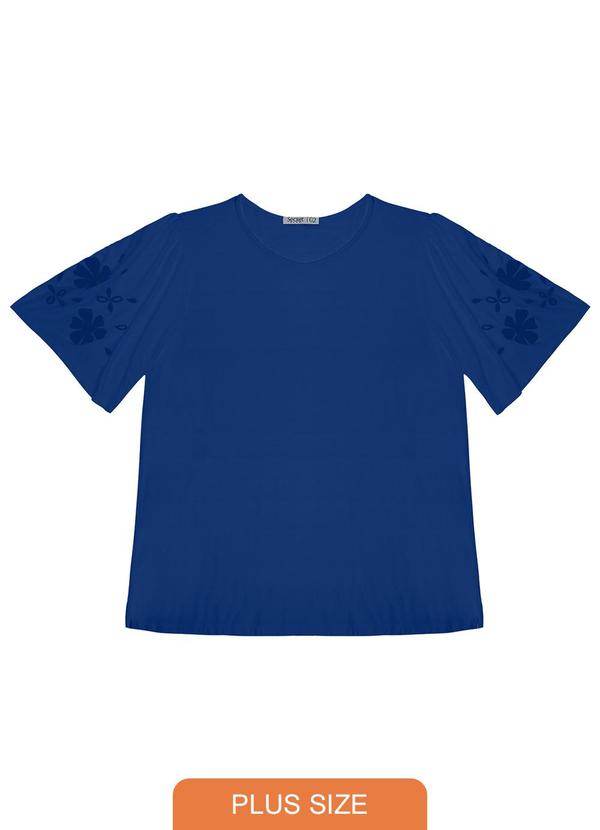 Secret Glam - Blusa Plus Size Manga Curta Azul