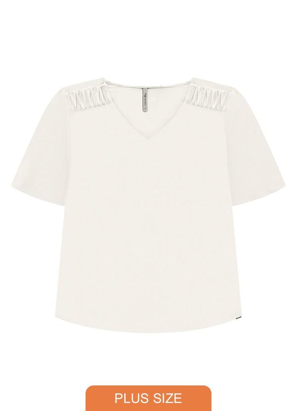 Lunender Mais Mulher - Blusa Plus Size Manga Curta Branco 1
