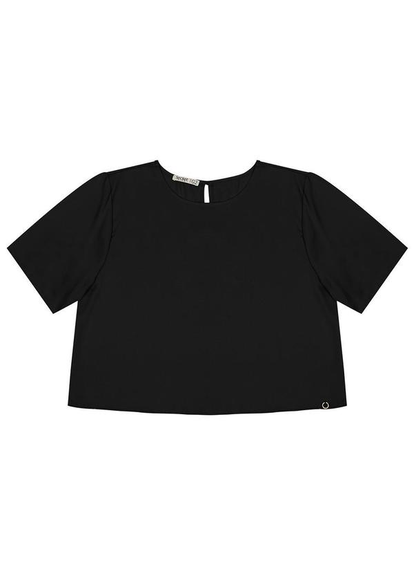 Secret Glam - Blusa Plus Size Manga Curta Preto 5