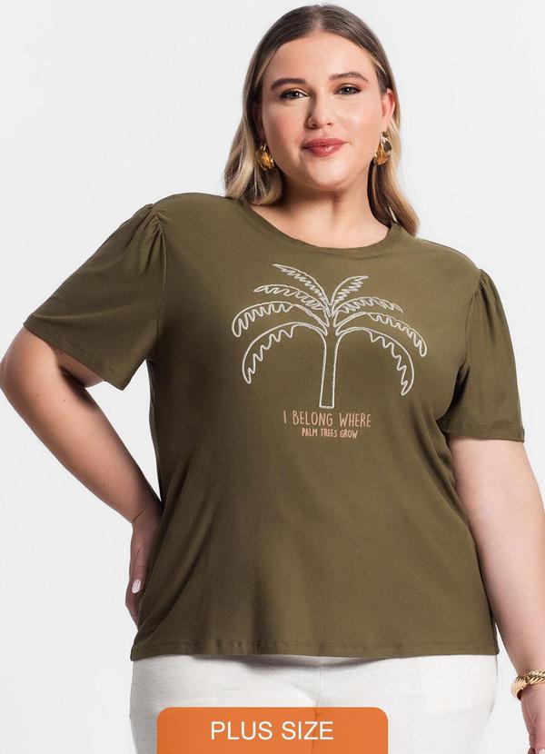 Secret Glam - Blusa Plus Size Manga Curta Verde