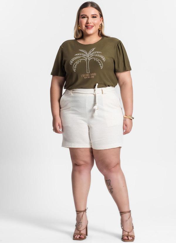 Secret Glam - Blusa Plus Size Manga Curta Verde 3