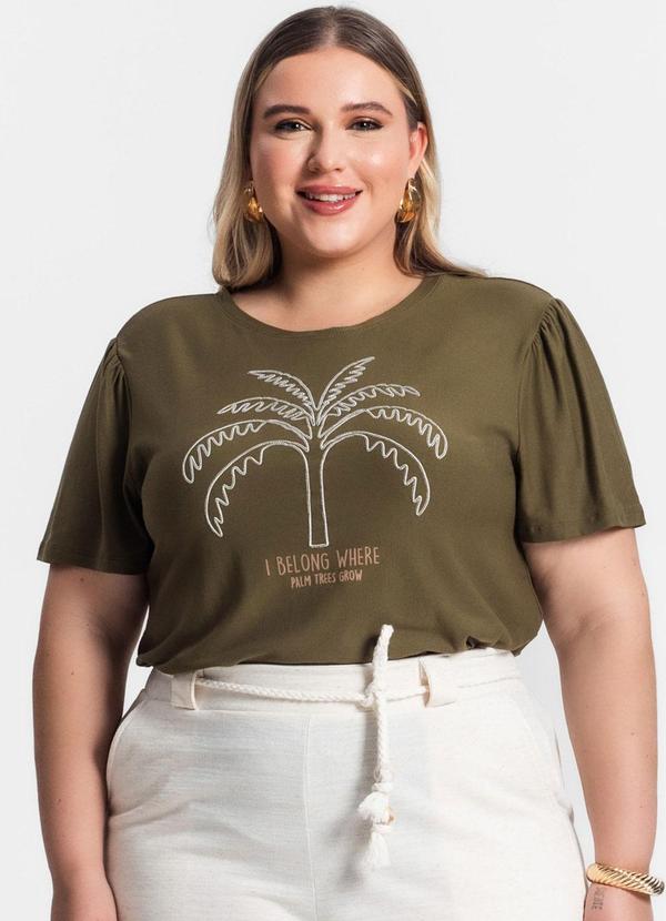 Secret Glam - Blusa Plus Size Manga Curta Verde 4