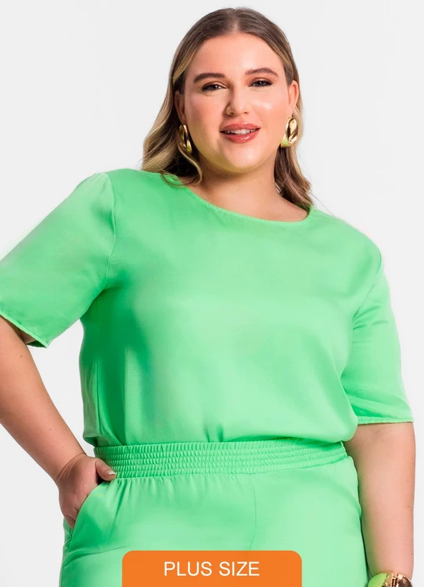 Secret Glam - Blusa Plus Size Manga Curta Verde