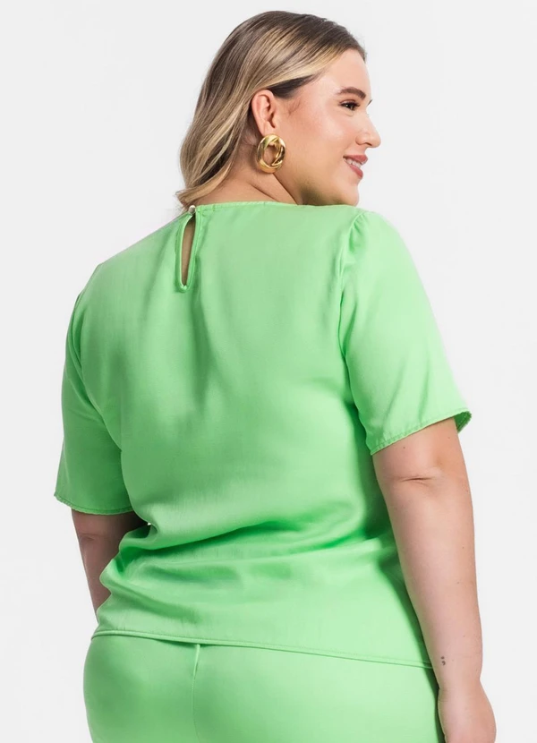 Secret Glam - Blusa Plus Size Manga Curta Verde