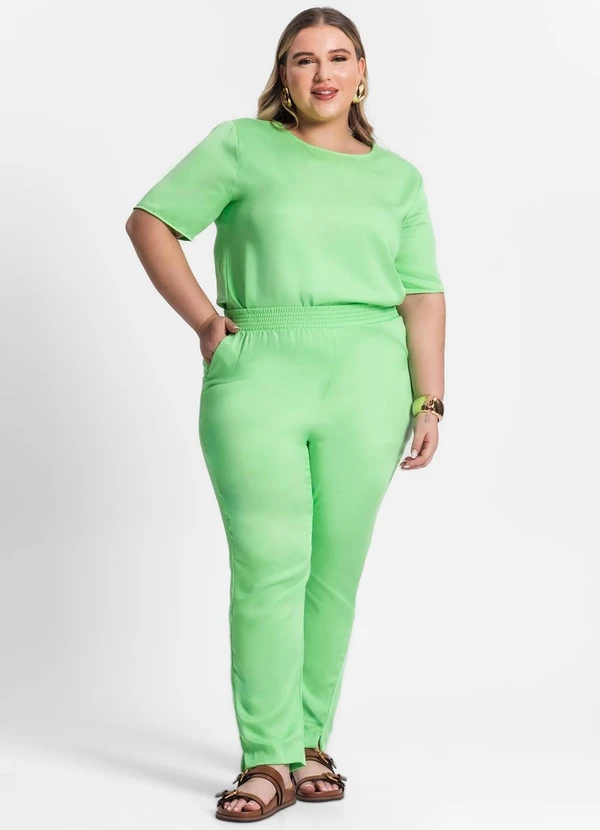Secret Glam - Blusa Plus Size Manga Curta Verde 4