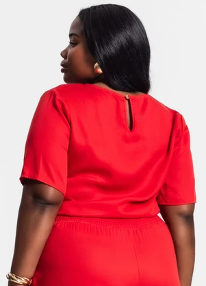 Secret Glam - Blusa Plus Size Manga Curta Vermelho - SECRET GLAM