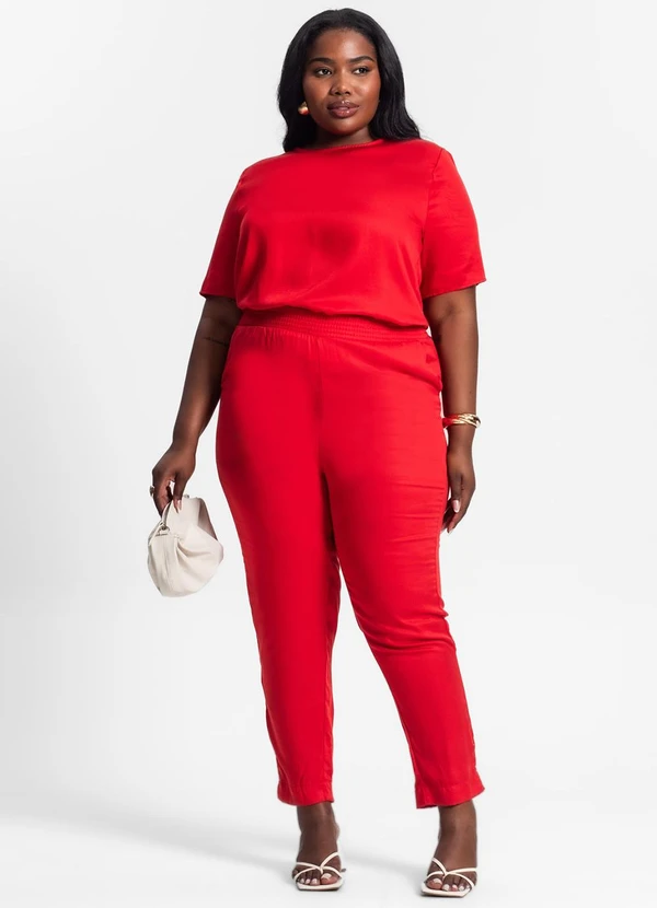 Secret Glam - Blusa Plus Size Manga Curta Vermelho 3