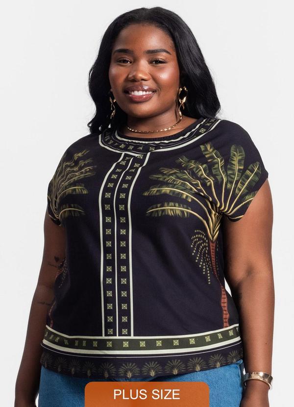 Secret Glam - Blusa Plus Size Manga Morcego Preto