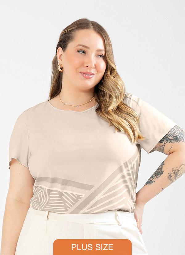 Cativa - Blusa Plus Size Misturinha Bege