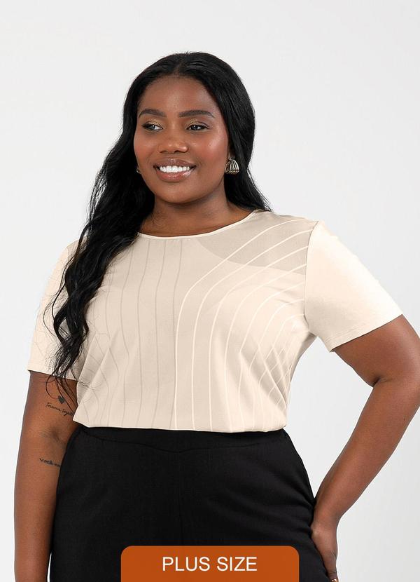 Cativa - Blusa Plus Size Misturinha Bege