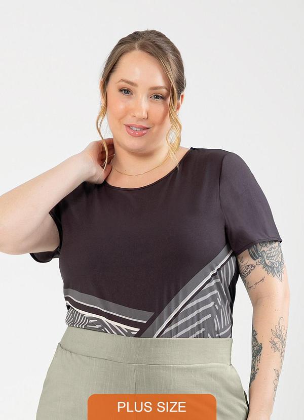 Cativa - Blusa Plus Size Misturinha Preto